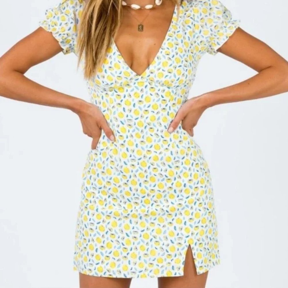 Princess Polly Kasey Mini Dress Yellow Multi Size 4